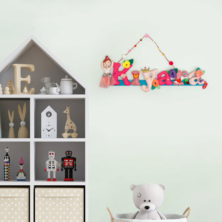Ballerina Doll Name Plate For Kids - Hanging Name Sign on Wall