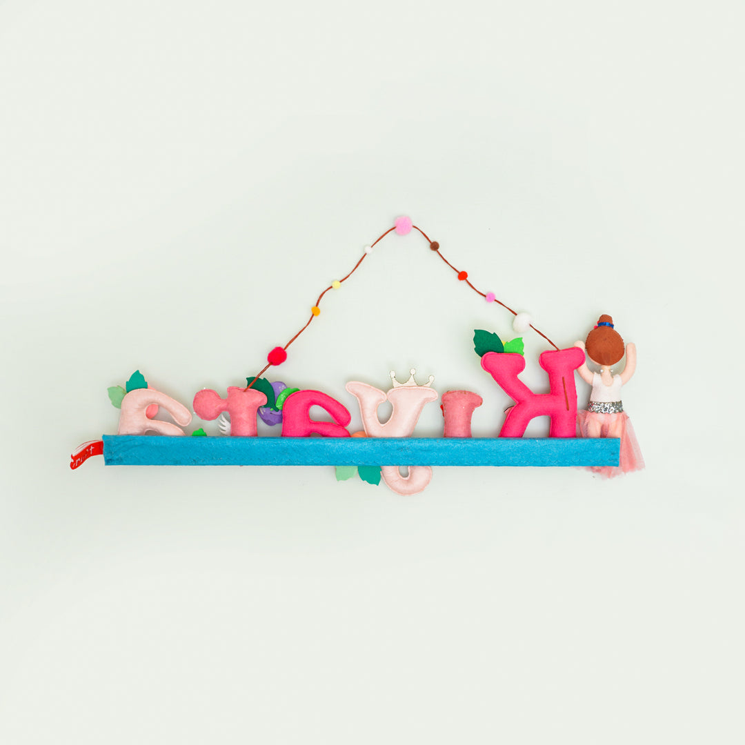 Ballerina Doll Name Plate For Kids - Back View Hanging on Wall