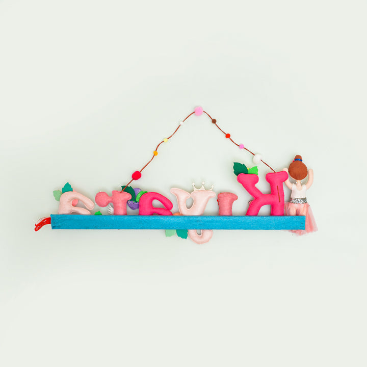 Ballerina Doll Name Plate For Kids - Back View Hanging on Wall