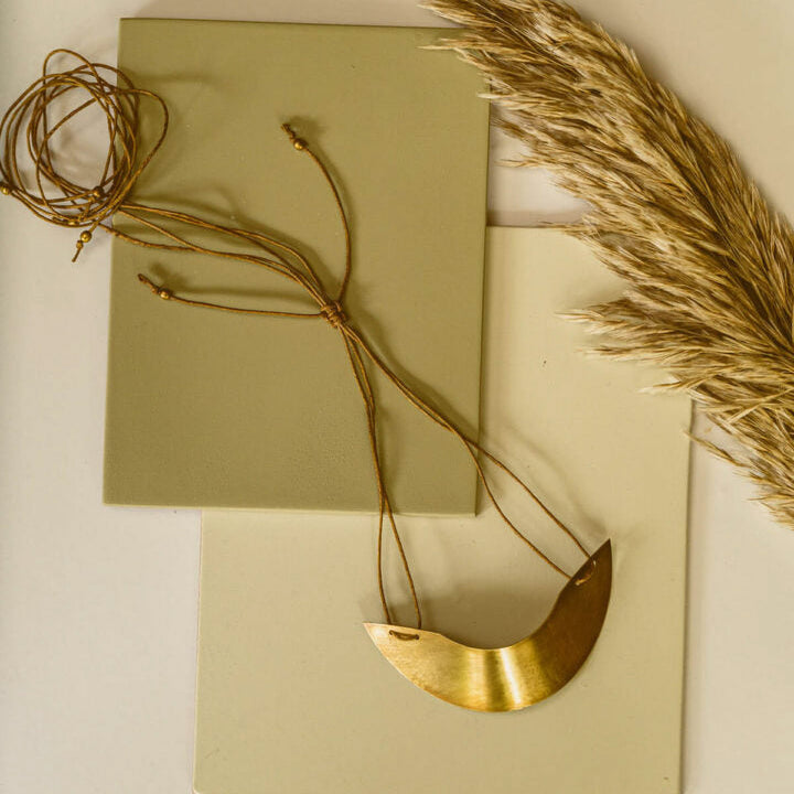 Handmade Curved Semi Circular Copper Long Necklace