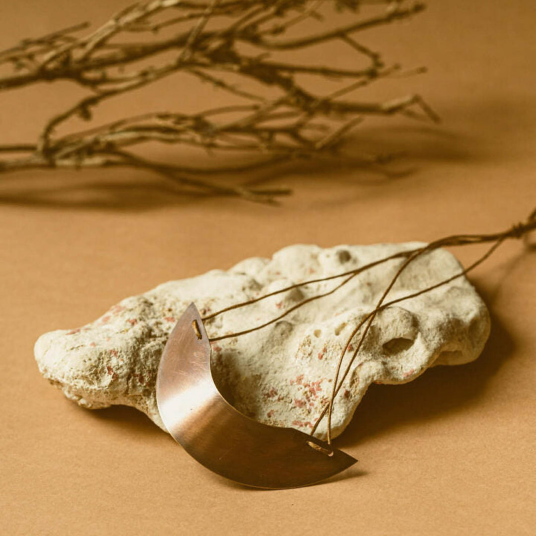 Handmade Curved Semi Circular Copper Long Necklace