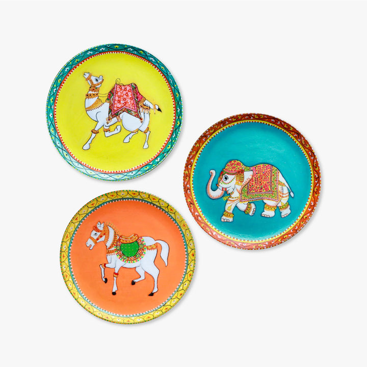 Handpainted Wooden Wall Plate With Rajasthani Artwork