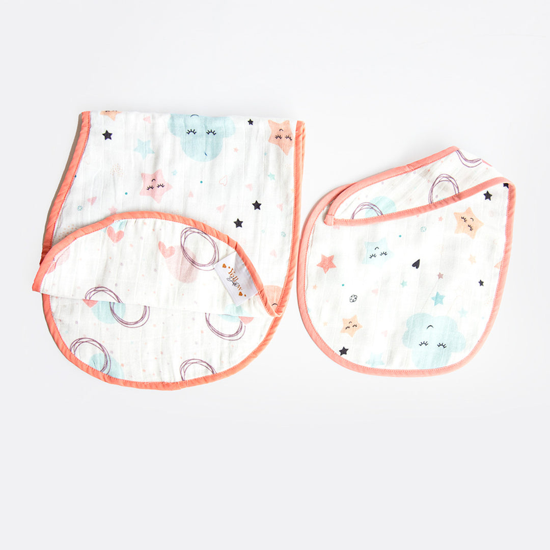 Personalized Sky Theme Bib & Burp Set | 0-4 Years