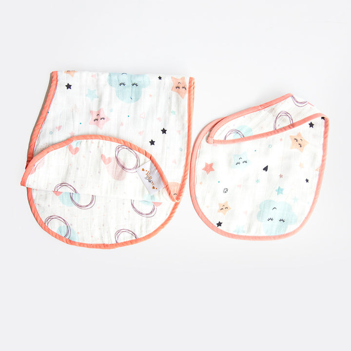 Personalized Sky Theme Bib & Burp Set | 0-4 Years