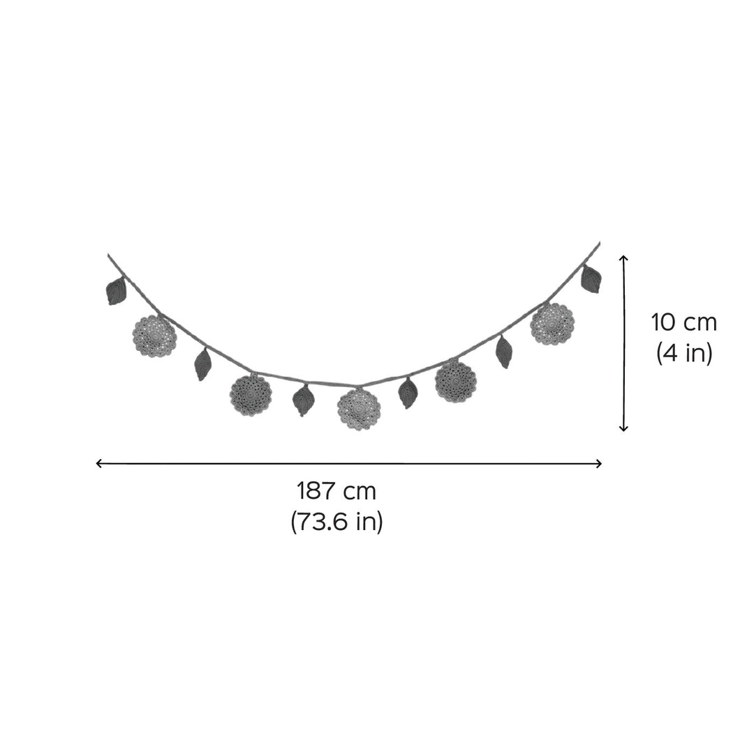 Handmade Crochet Cloud Themed Felt Bunting - Dimension Chart with Garland Length
