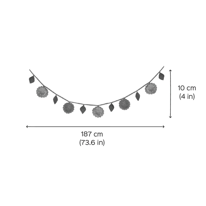 Handmade Crochet Cloud Themed Felt Bunting - Dimension Chart with Garland Length