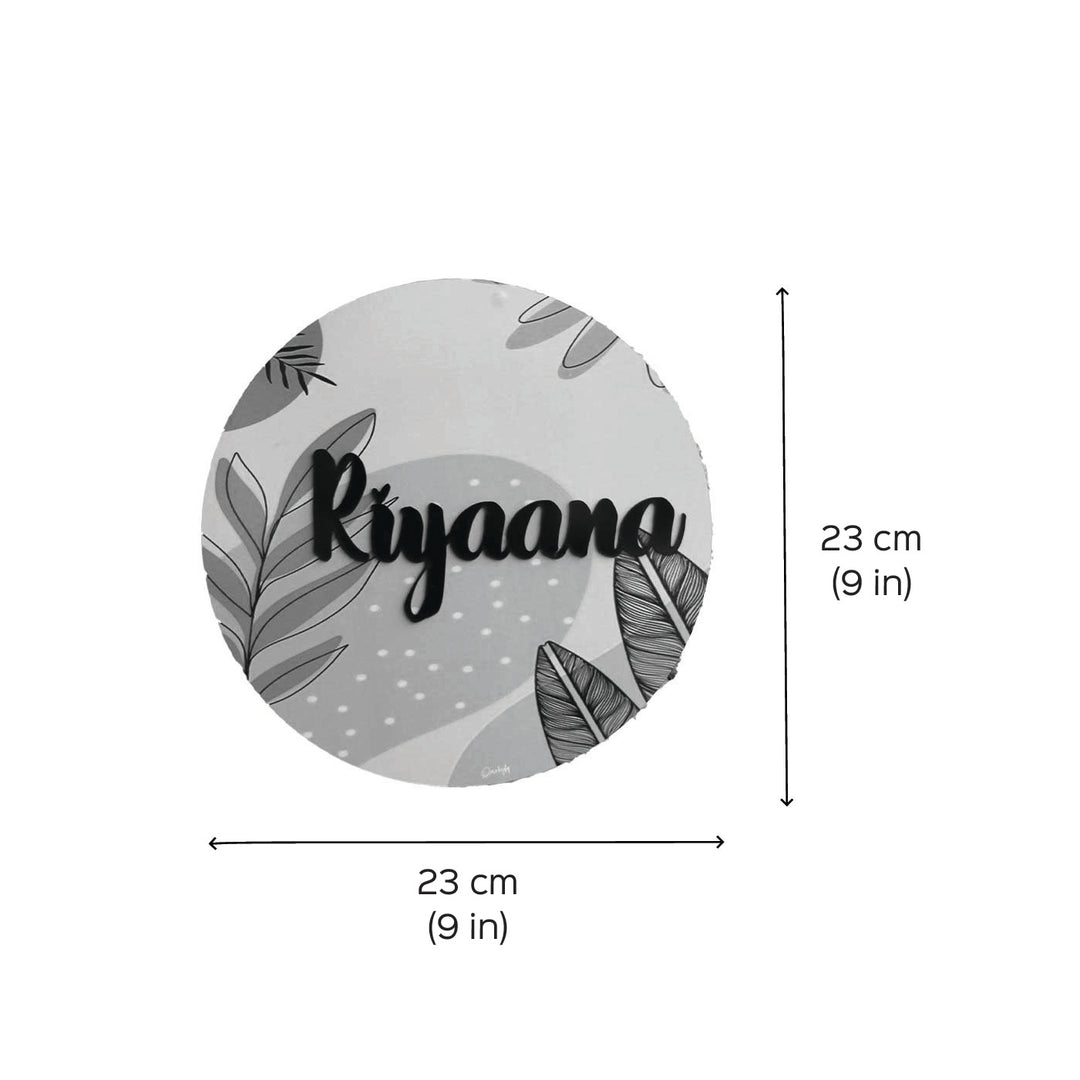Personalized Printed Floral Mdf Wood Kids Name Plate With 3D Letters - Dimension Chart with Name Personalization