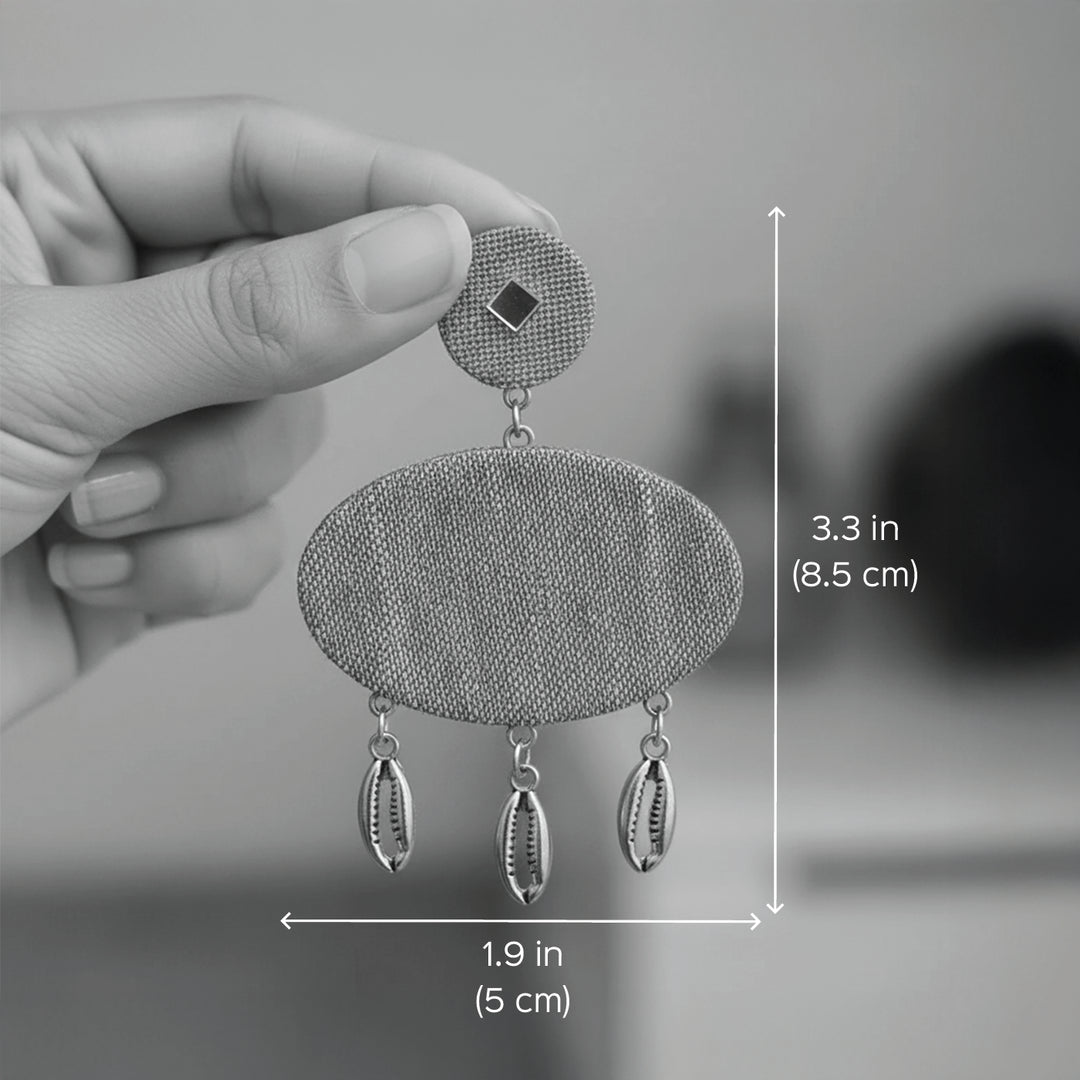 Handmade Denim Shell Drop Earrings
