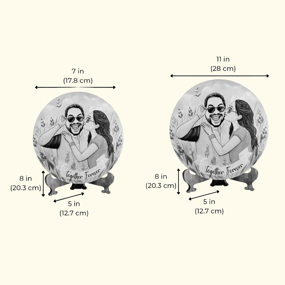 Photo Caricature Nameplate With Stand For Pets 10 - Dimension Chart with Stands