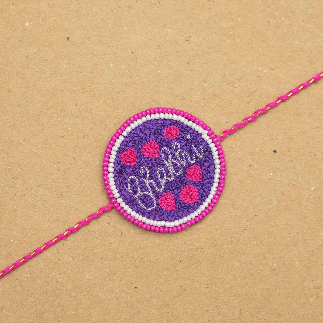 Handmade Beaded Bhabhi Rakhi With Roli Chawal - Flat Lay Close-up View (4)