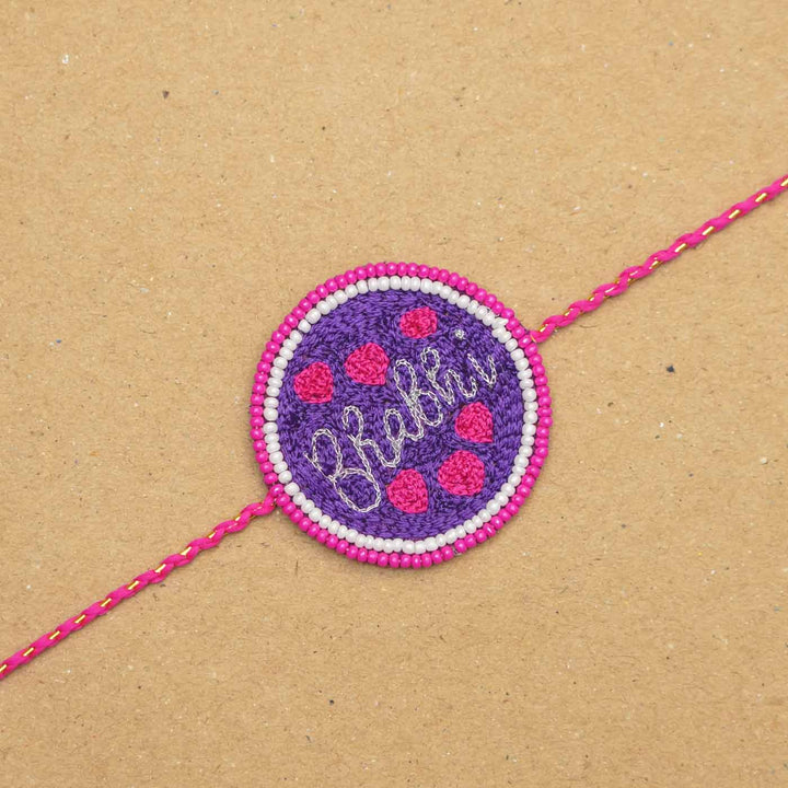 Handmade Beaded Bhabhi Rakhi With Roli Chawal - Flat Lay Close-up View (4)
