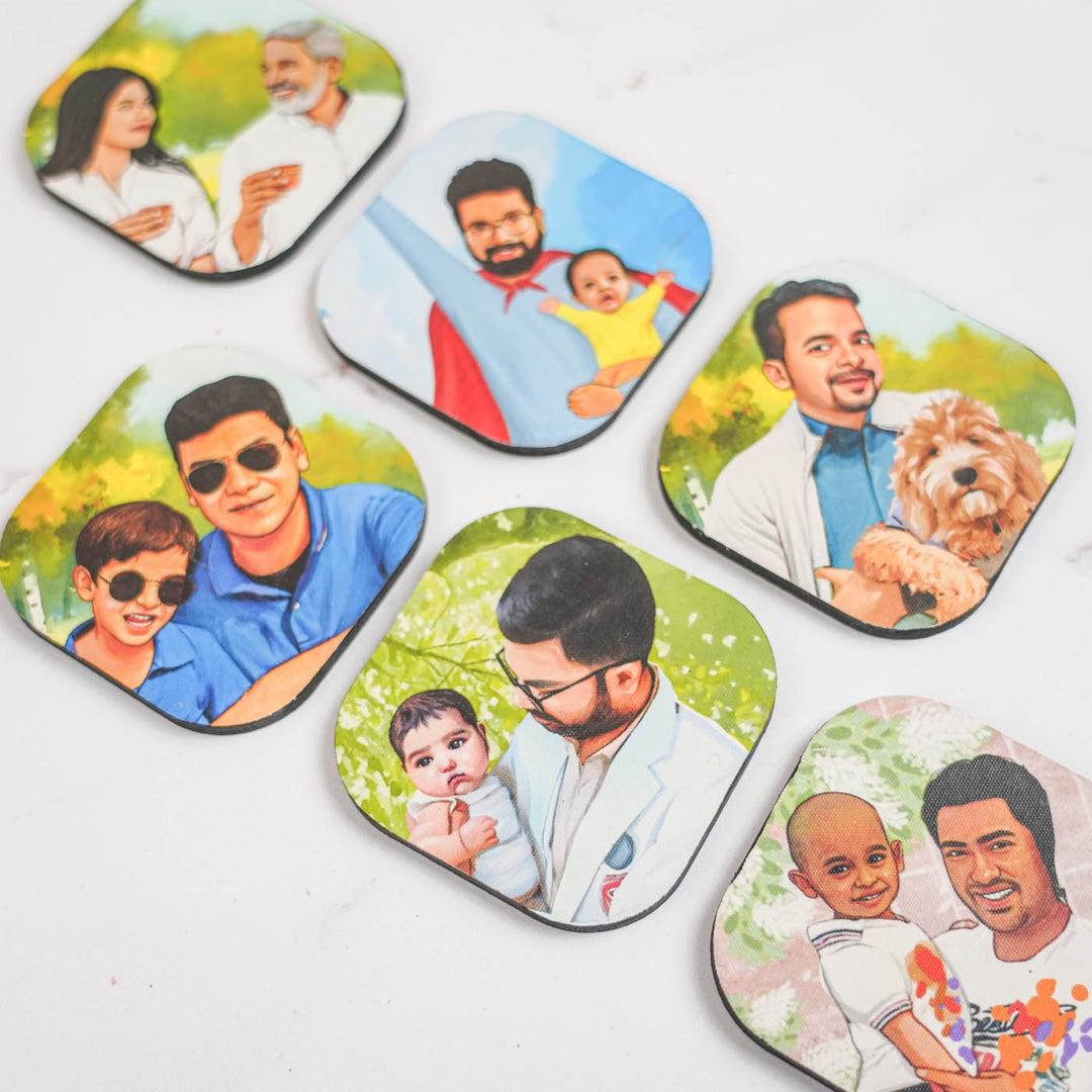 Photo Personalized Hand-Painted Dad Theme MDF Wood Fridge Magnet