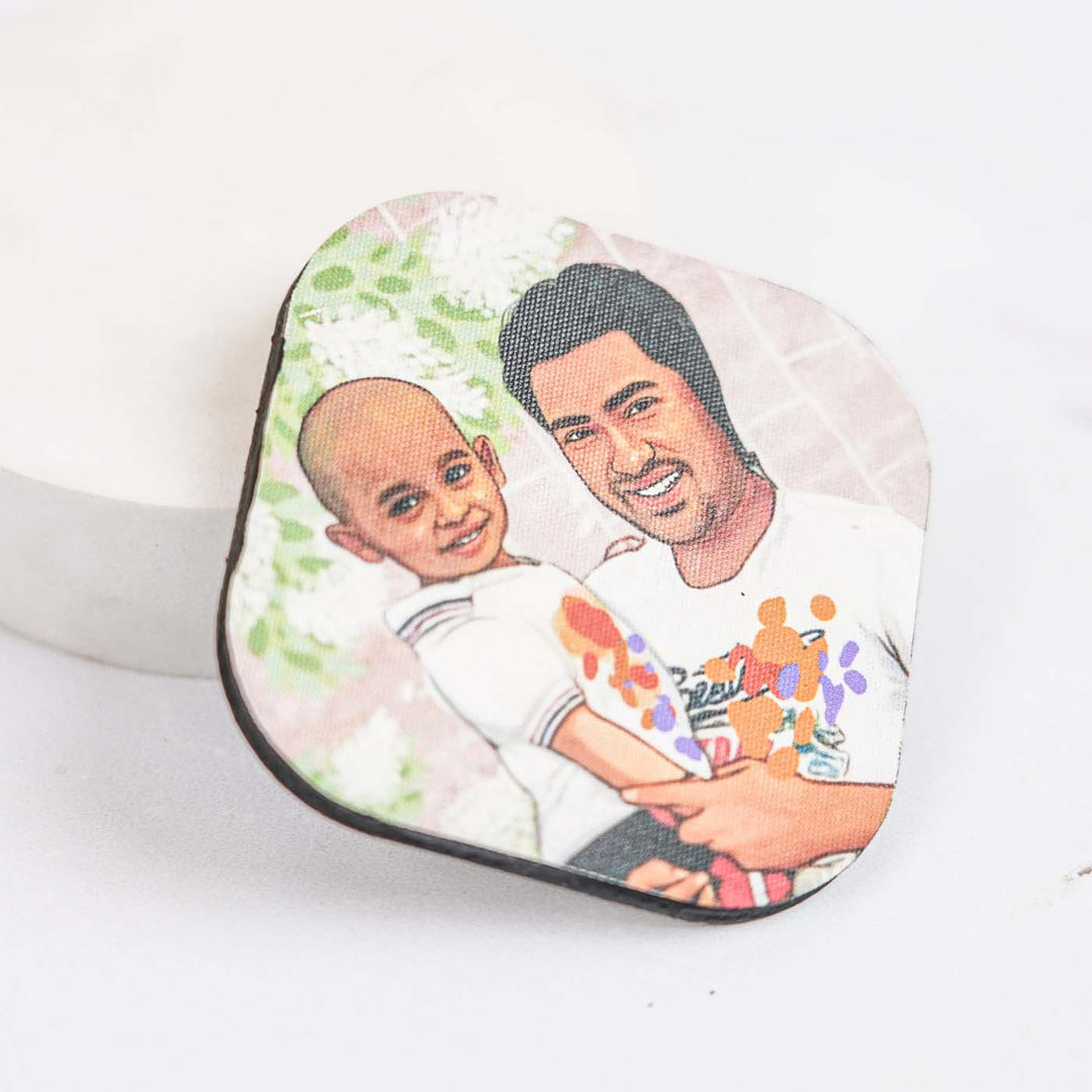 Photo Personalized Hand-Painted Dad Theme MDF Wood Fridge Magnet