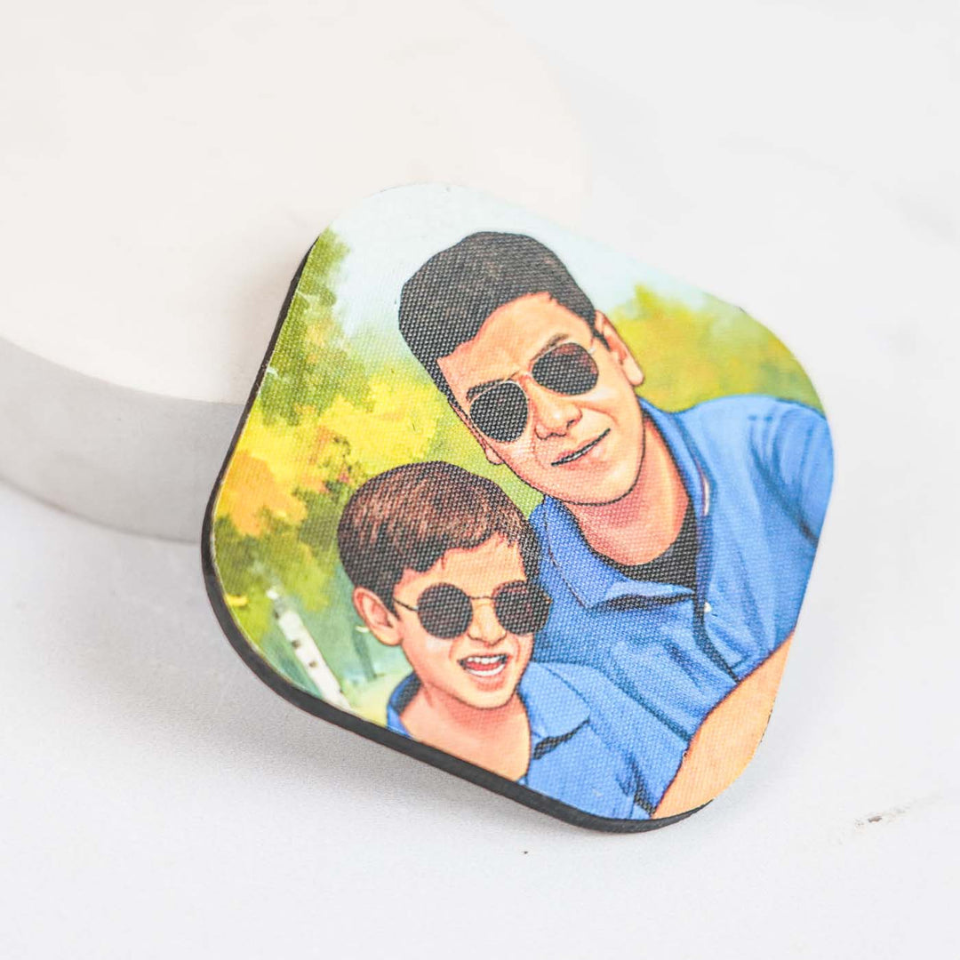 Photo Personalized Hand-Painted Dad Theme MDF Wood Fridge Magnet