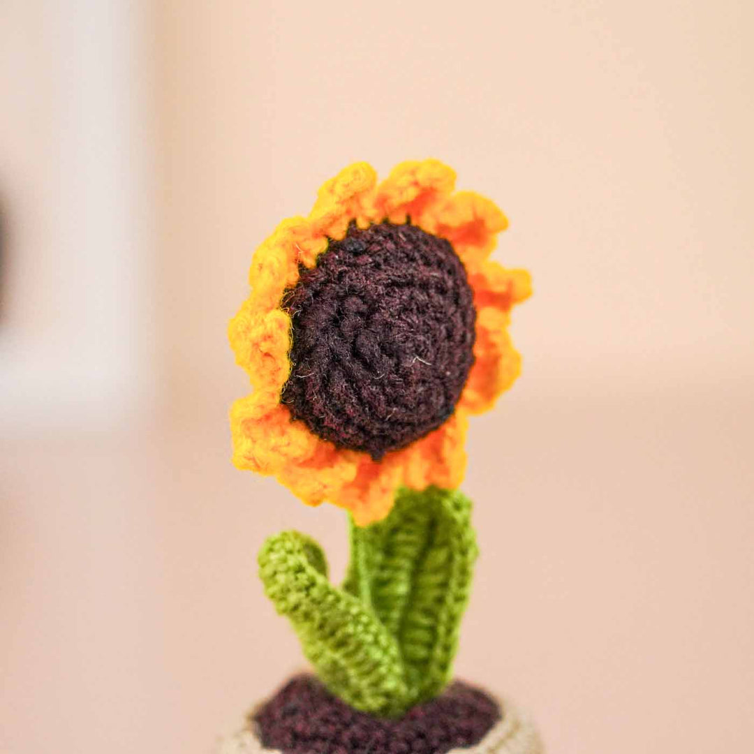 Handmade Crochet Large Sunflower Plant Pot