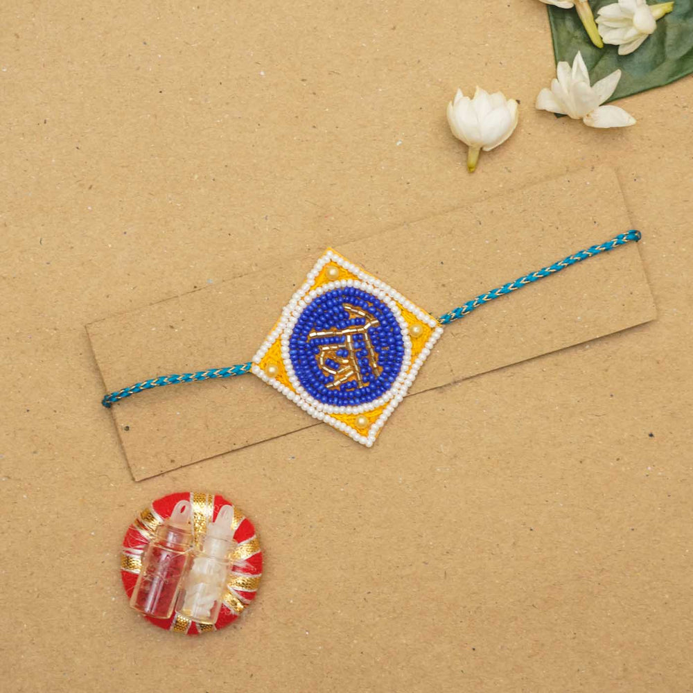 Handmade Beaded Bro Rakhi With Roli Chawal - Rakhi with Gift Box Packaging