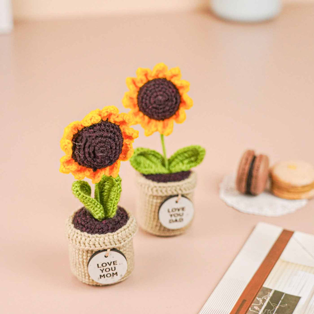 Handmade Crochet Large Sunflower Plant Pot