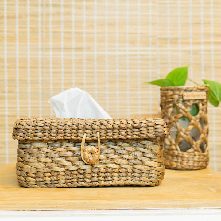Handmade Wicker Water Hyacinth Tissue Box