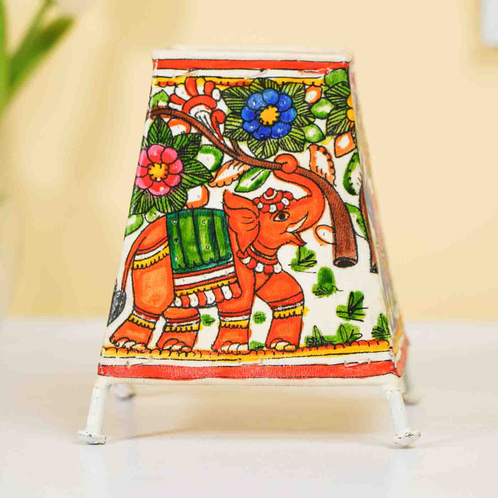 6 inch | Elephant Hand Painted Tholu Bommalata Small Tabletop Lamp