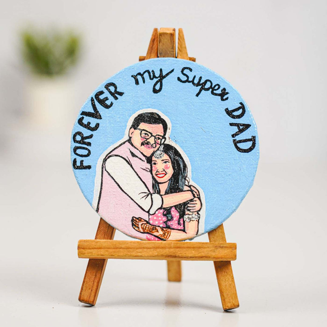 Photo Personalized Hand-Painted Father And Daughter Canvas Fridge Magnet