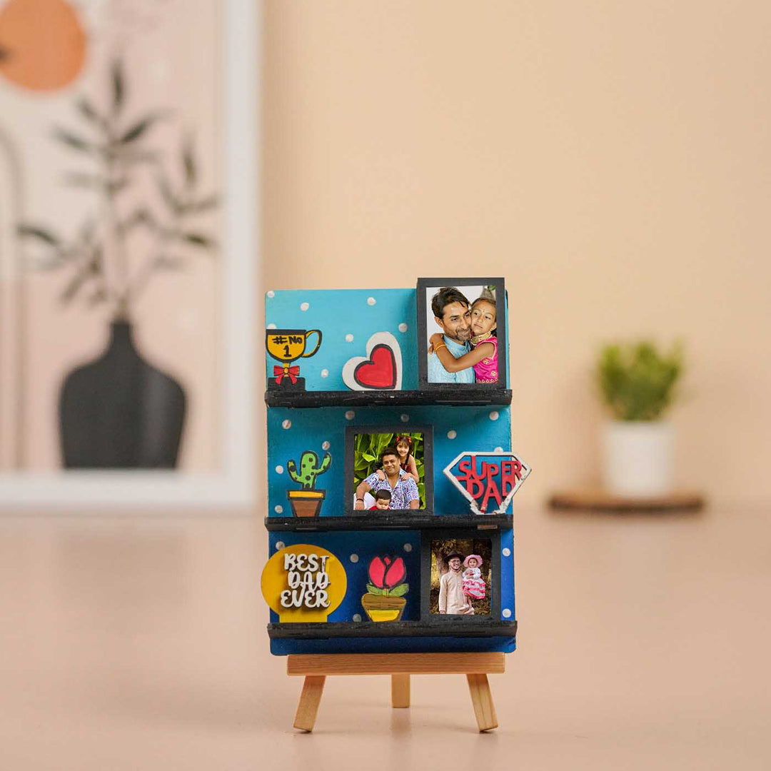 Photo Personalized Handmade Super Dad Mdf Wood Fridge Magnet With Stand
