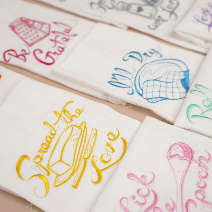 Personalized Embroidered Kitchen Theme Cotton Napkins | Set Of 12