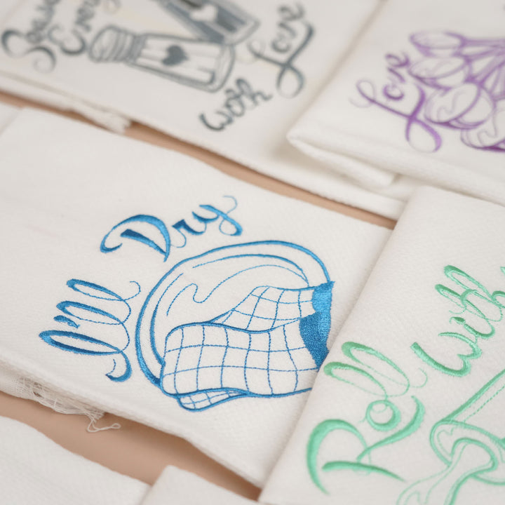 Personalized Embroidered Kitchen Theme Cotton Napkins | Set Of 12