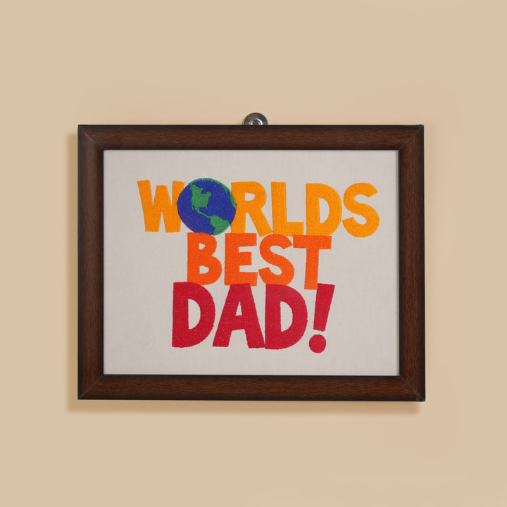 Personalized Embroidered "World's Best Dad!" MDF Wood Decorative Plaque