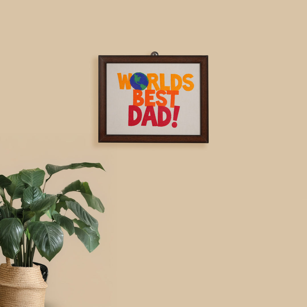 Personalized Embroidered "World's Best Dad!" MDF Wood Decorative Plaque