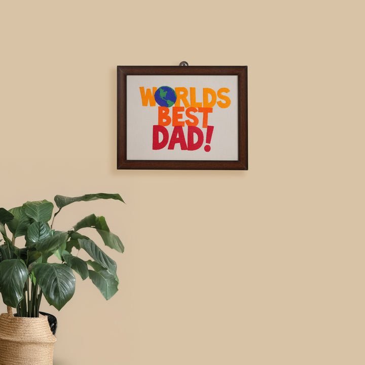Personalized Embroidered "World's Best Dad!" MDF Wood Decorative Plaque