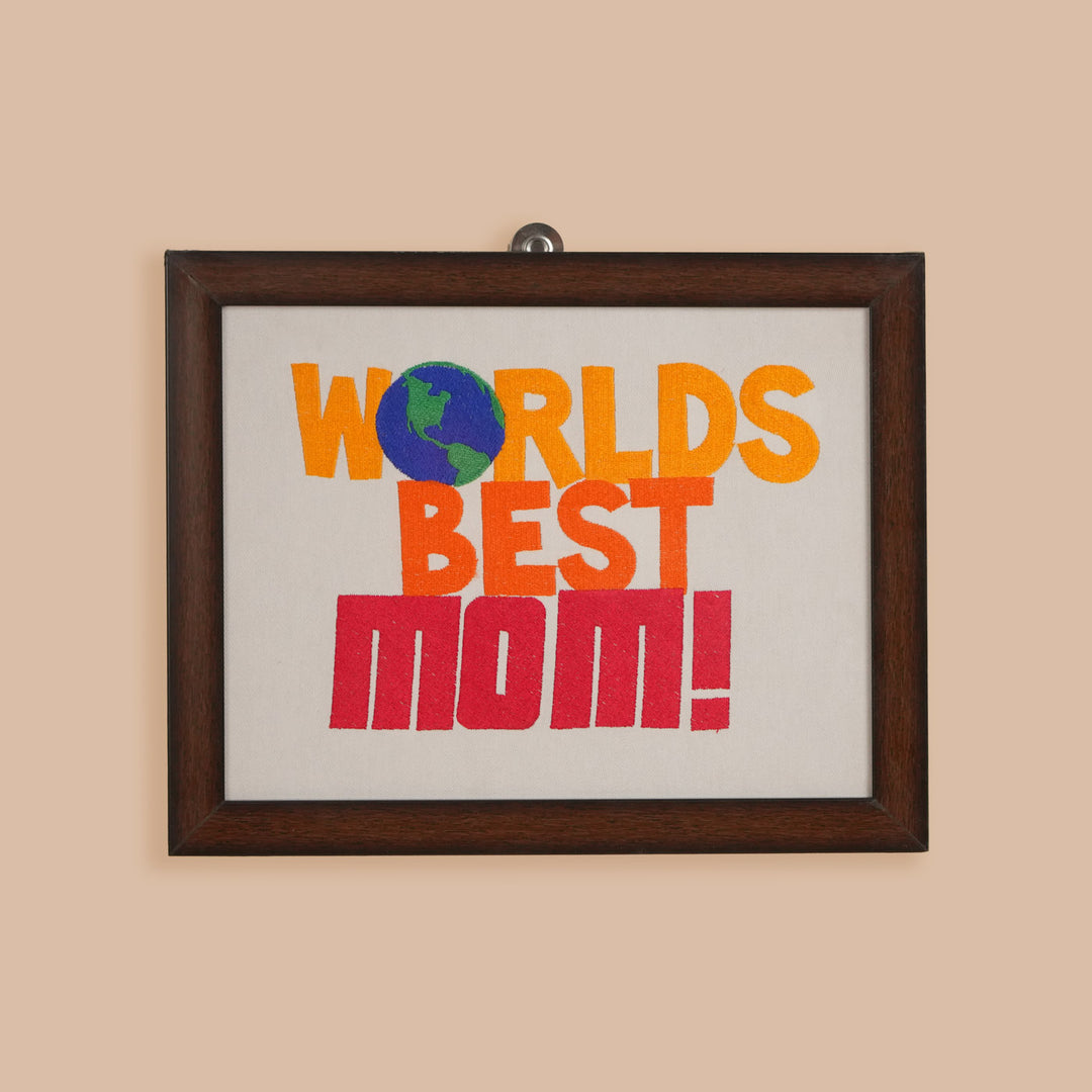 Personalized Embroidered "World's Best Mom!" MDF Wood Decorative Plaque