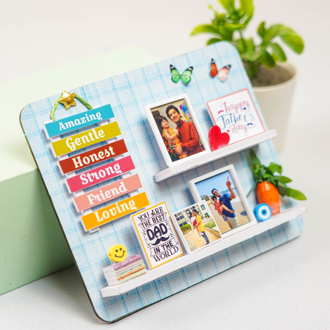 Photo Personalized Handmade Dad's Miniature Shelf MDF Wood Fridge Magnet