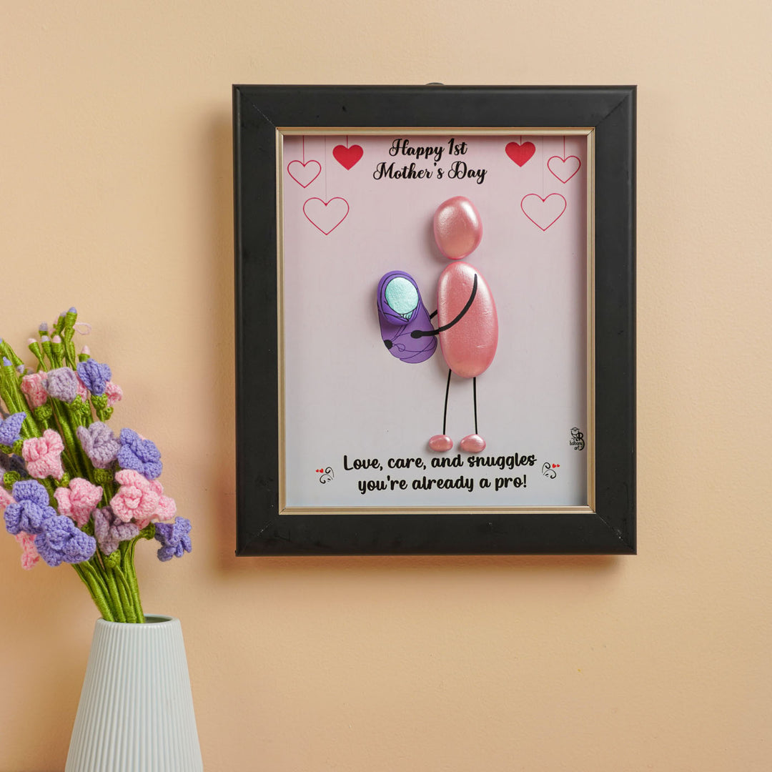 Personalized Pebble Art Baby Bloom Wooden Name Plate With Lights