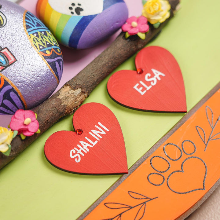 Personalized Hand-Painted Pebble Art Love For Pet Mom Wooden Decorative Plaque
