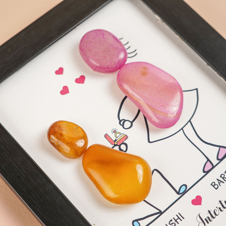 Personalized Pebble Art Proposal Wooden Name Plate With Lights