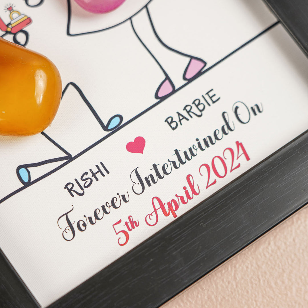 Personalized Pebble Art Proposal Wooden Name Plate With Lights