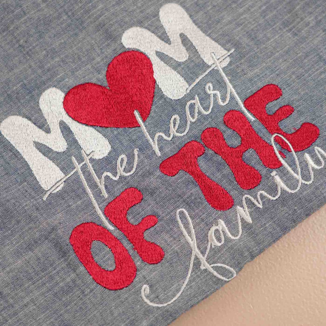 Personalized Embroidered "Mom The Heart Of The Family" Apron