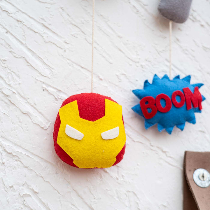 Handcrafted Personalized Themed Bunting For Kids Superhero - Hanging Decorative Plush Close-up