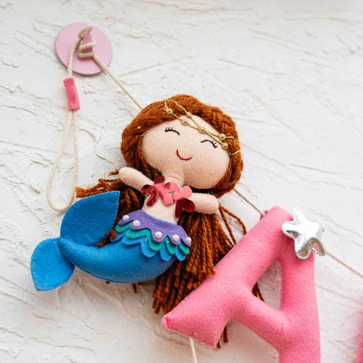 Handcrafted Personalized Themed Bunting For Kids Mystique Mermaid - Hanging from Wall with Number