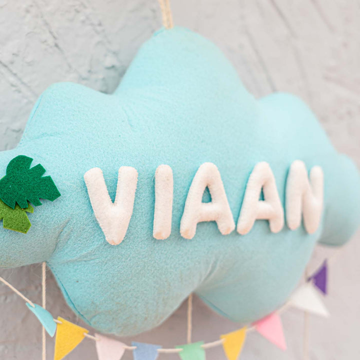 Handcrafted Personalized Cloud Theme Name Plate For Kids 5 - Personalized Name on Soft Plush