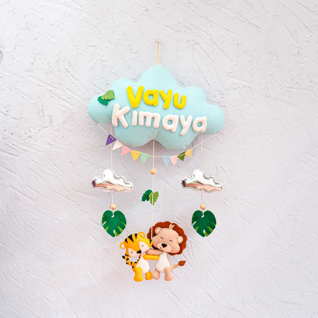 Handcrafted Personalized Cloud Theme Name Plate For Kids 5 - Hanging Display with Personalized Names