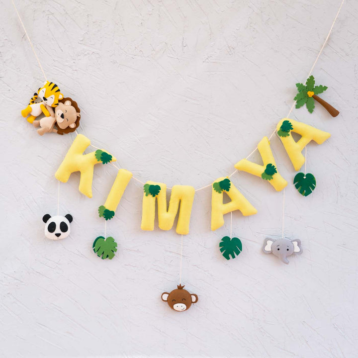 Handcrafted Personalized Themed Bunting For Kids Animal Safari - Hanging Name Banner with Animals