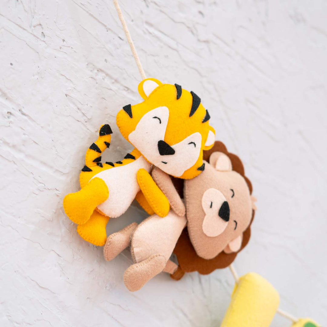 Handcrafted Personalized Themed Bunting For Kids Animal Safari - Hanging Toy Close-up Angle