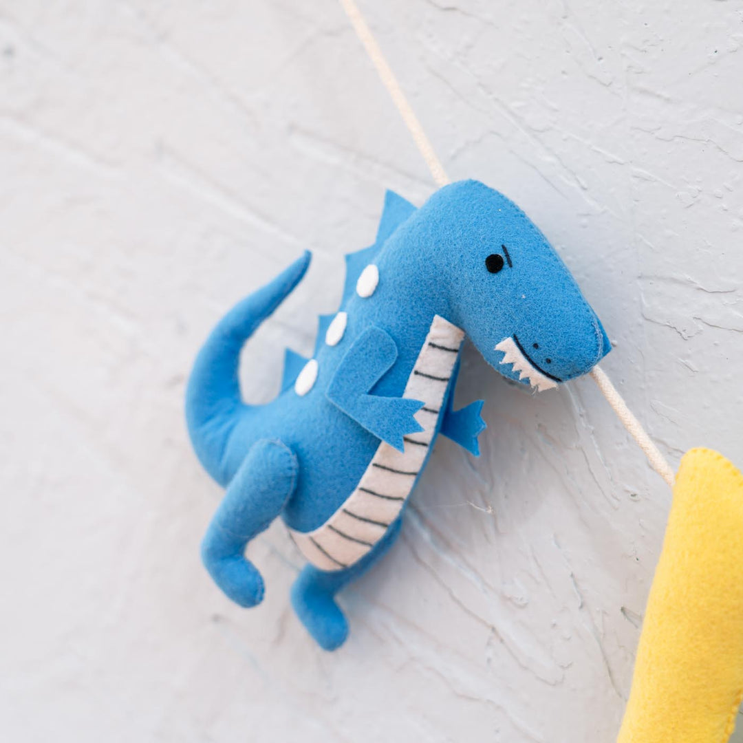 Handcrafted Personalized Themed Bunting For Kids Dinoland - Hanging Close-up on String Garland