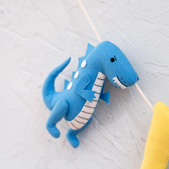 Handcrafted Personalized Themed Bunting For Kids Dinoland - Hanging Close-up on String Garland