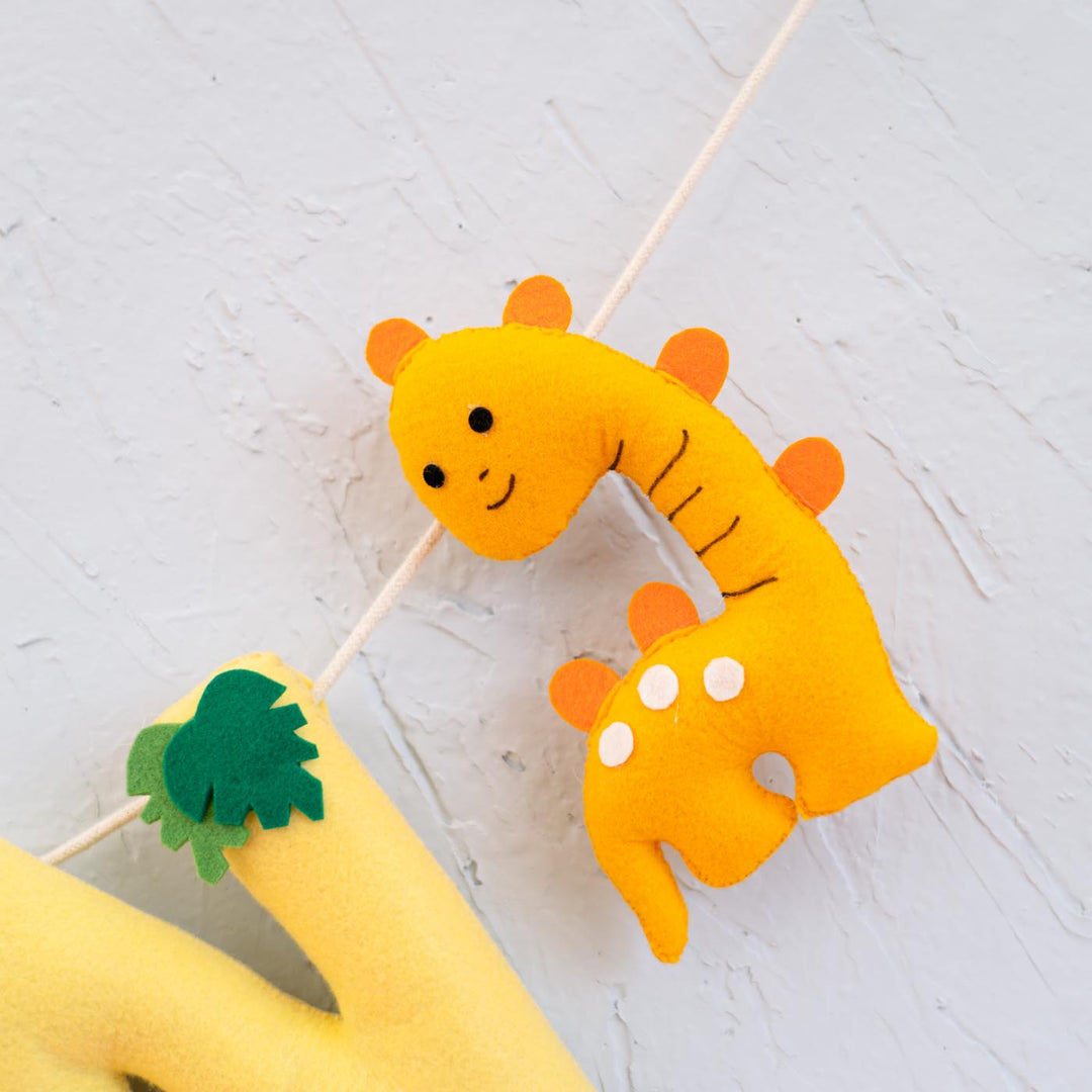 Handcrafted Personalized Themed Bunting For Kids Dinoland - Hanging Close-up on String Display