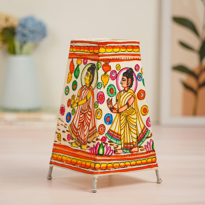 9 inch | Buddha Hand Painted Tholu Bommalata Tabletop Lamp