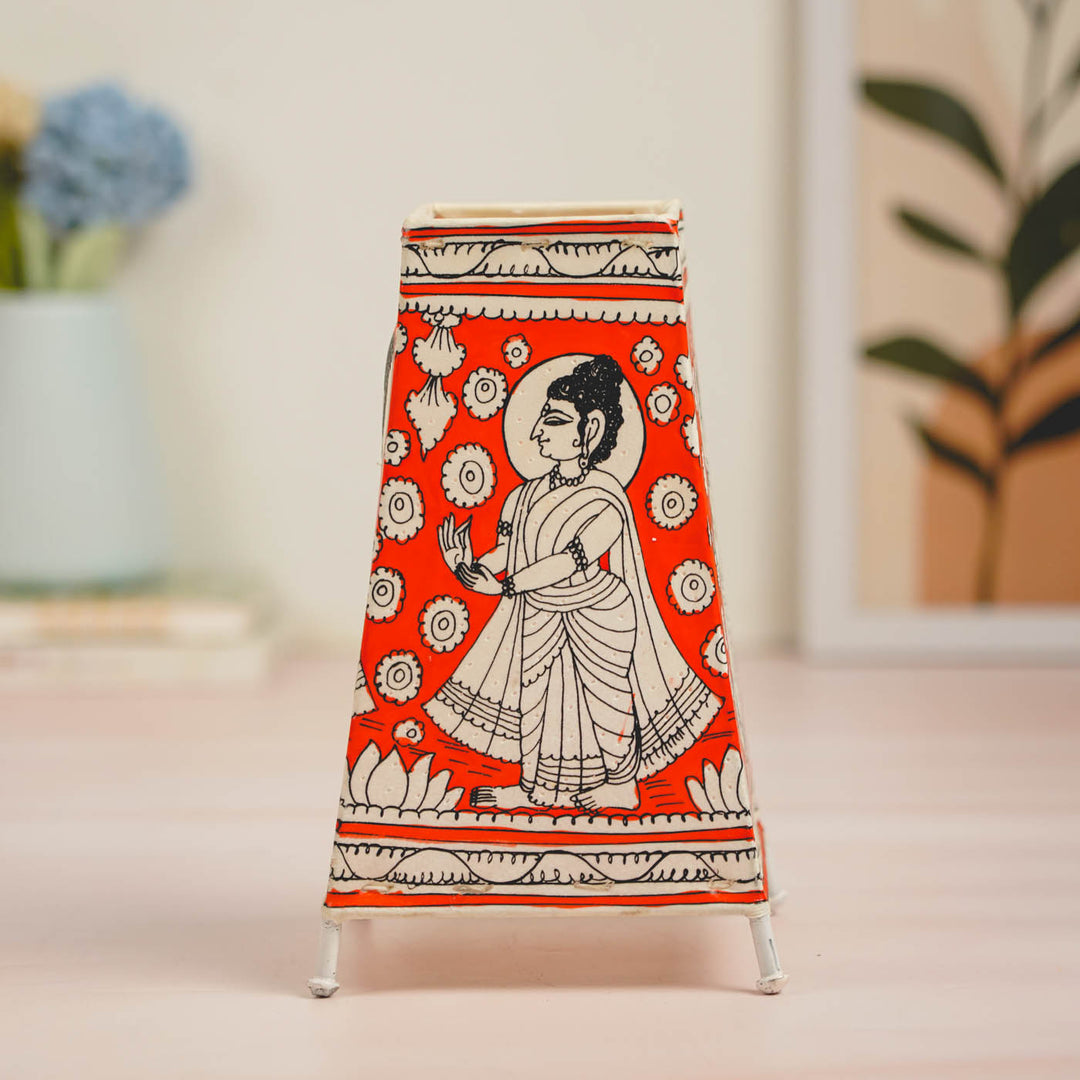 9 inch | Buddha Hand Painted Tholu Bommalata Tabletop Lamp