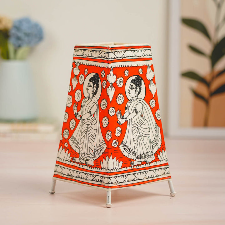 9 inch | Buddha Hand Painted Tholu Bommalata Tabletop Lamp