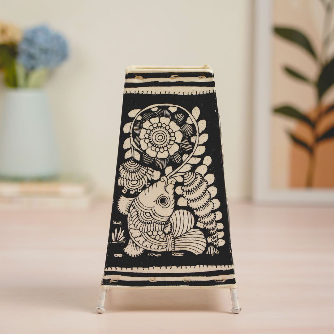 9 inch | Fish Hand Painted Tholu Bommalata Tabletop Lamp